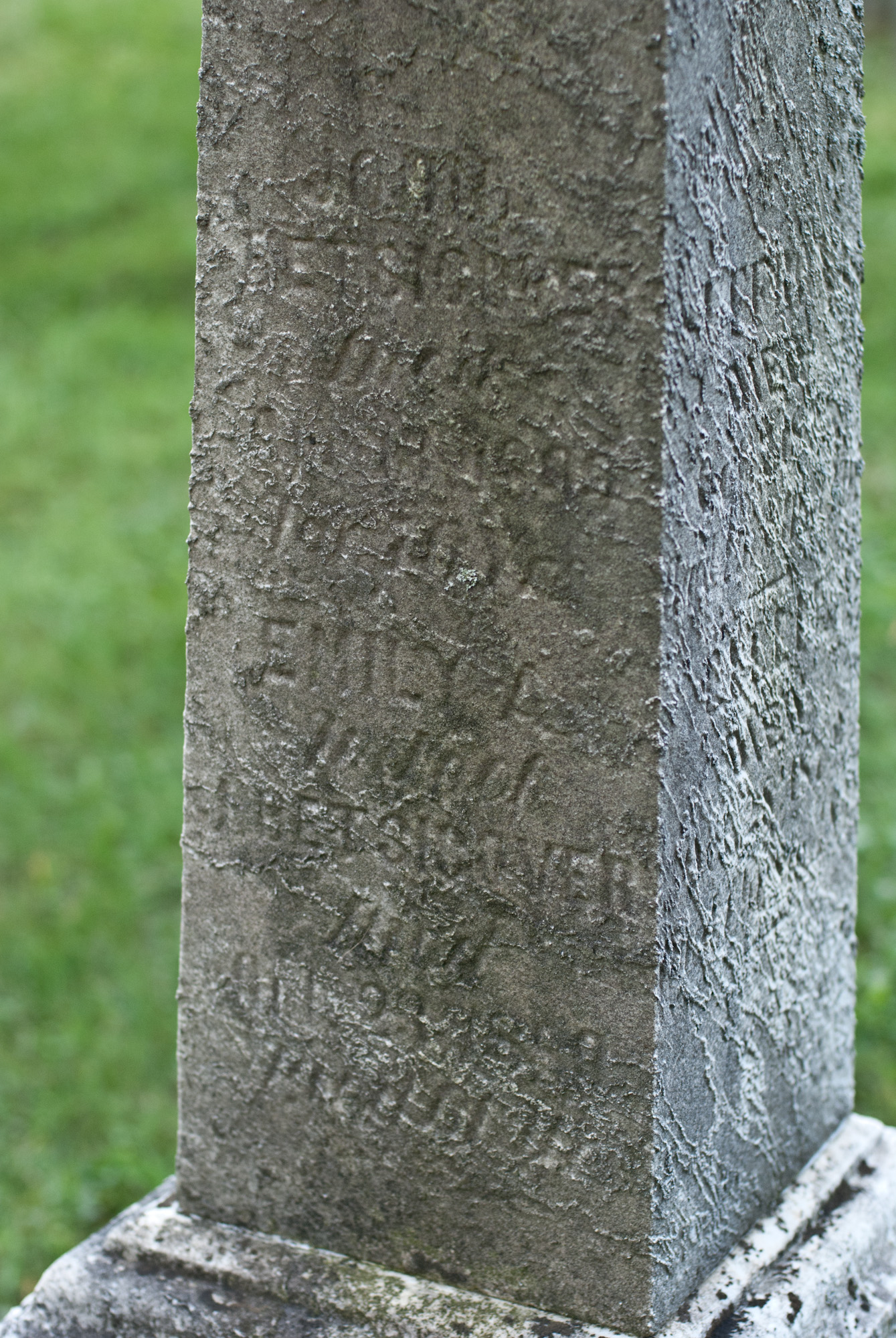 Enscription on Monument for John Betsicover at Myrtle Hill Cemetery