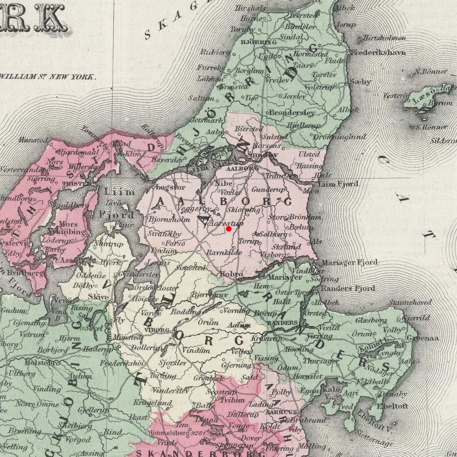 Aarestrup, Denmark on 1864 map © 2000 Cartography Associates (DavidRumsey.com)