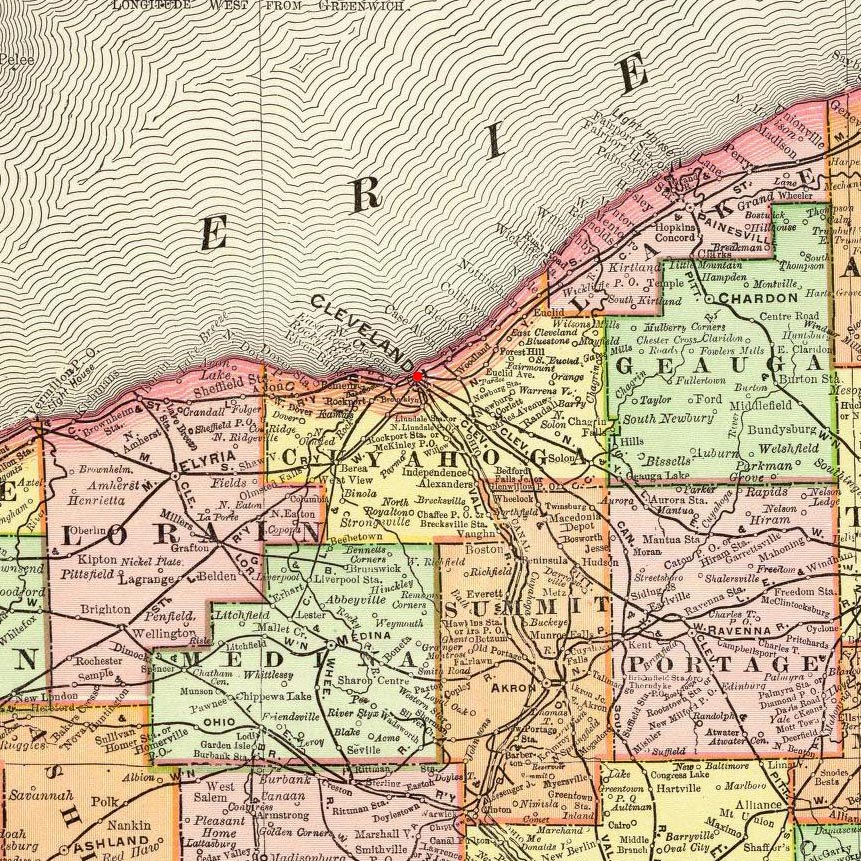 Cleveland, Ohio on 1897 map © 2000 Cartography Associates (DavidRumsey.com)