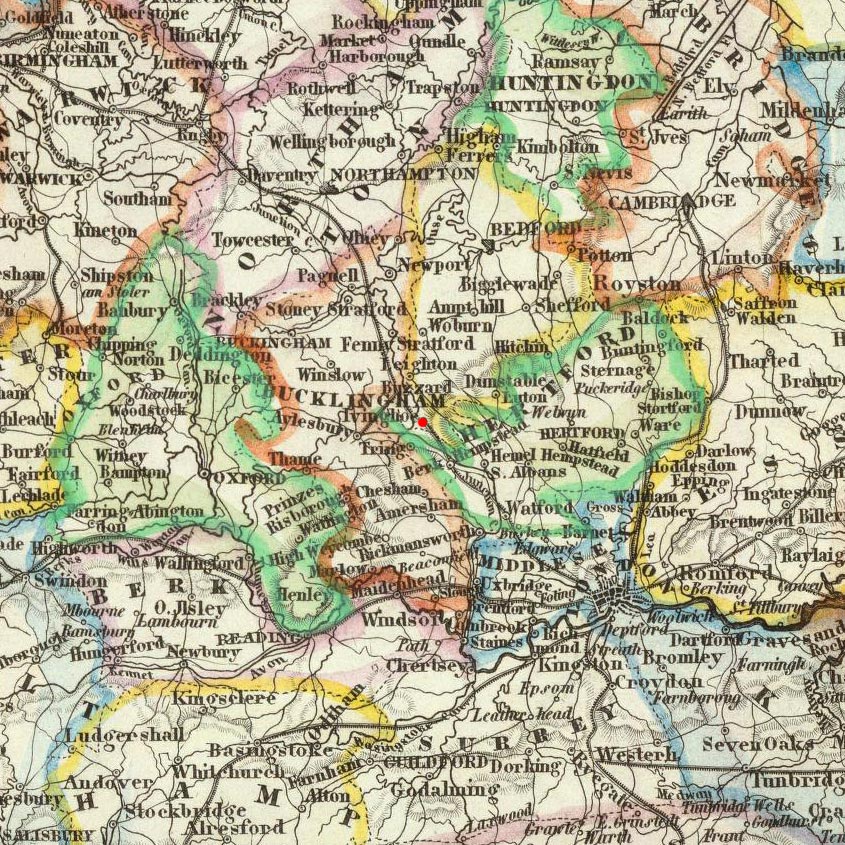 Ivinghoe, Buckinghamshire, England on 1844 map © 2000 Cartography Associates (DavidRumsey.com)