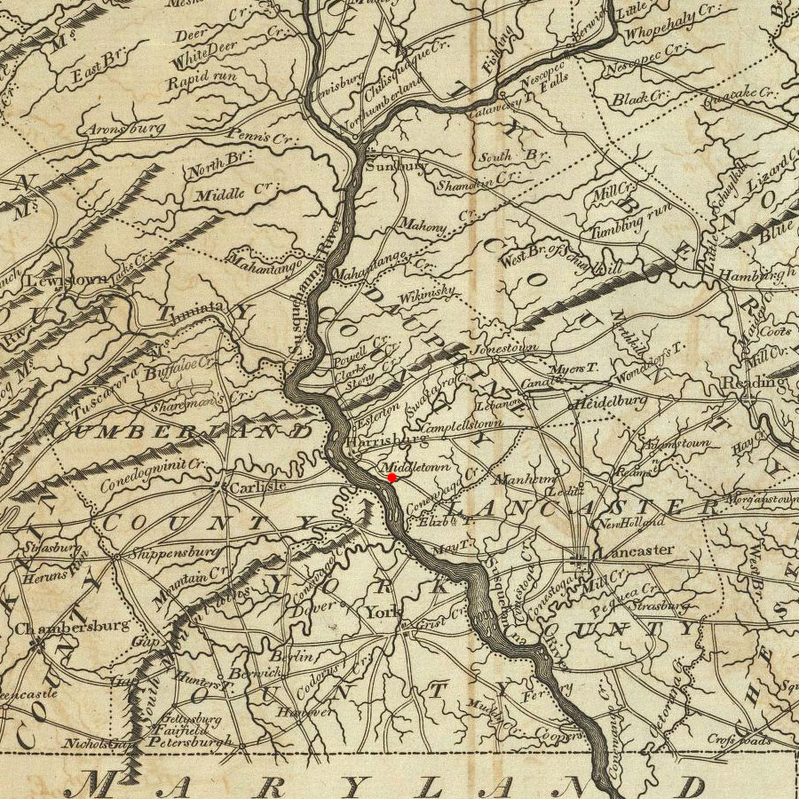Middletown, PA on 1795 map © 2000 Cartography Associates (DavidRumsey.com)
