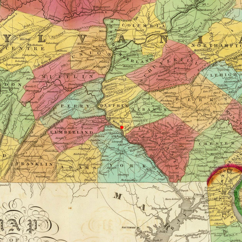 Middletown, PA on 1825 map © 2000 Cartography Associates (DavidRumsey.com)