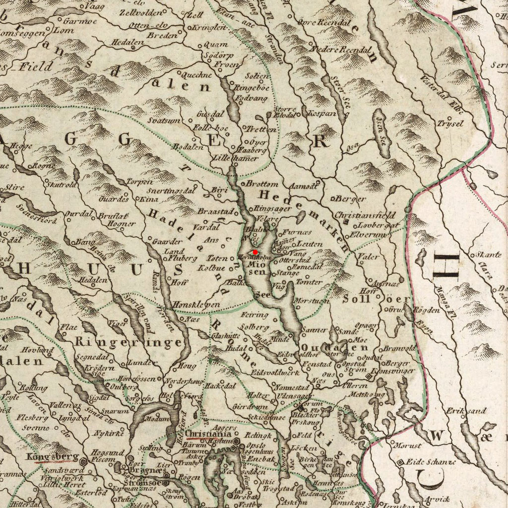 Nes, Hedmark, Norway on Historic Map from 1796 (c) DavidRumsey.com