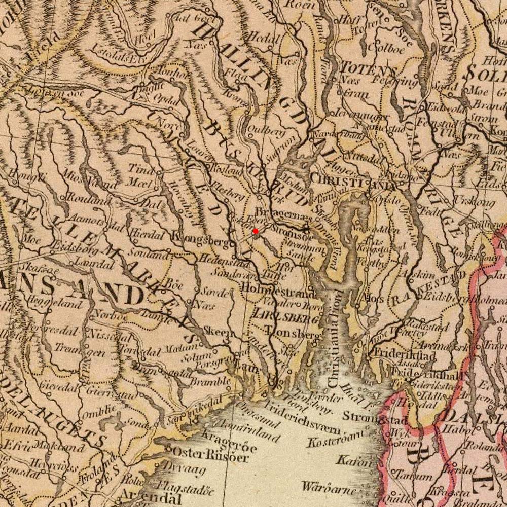Øvre Eiker, Norway on 1794 map © 2000 Cartography Associates (DavidRumsey.com)
