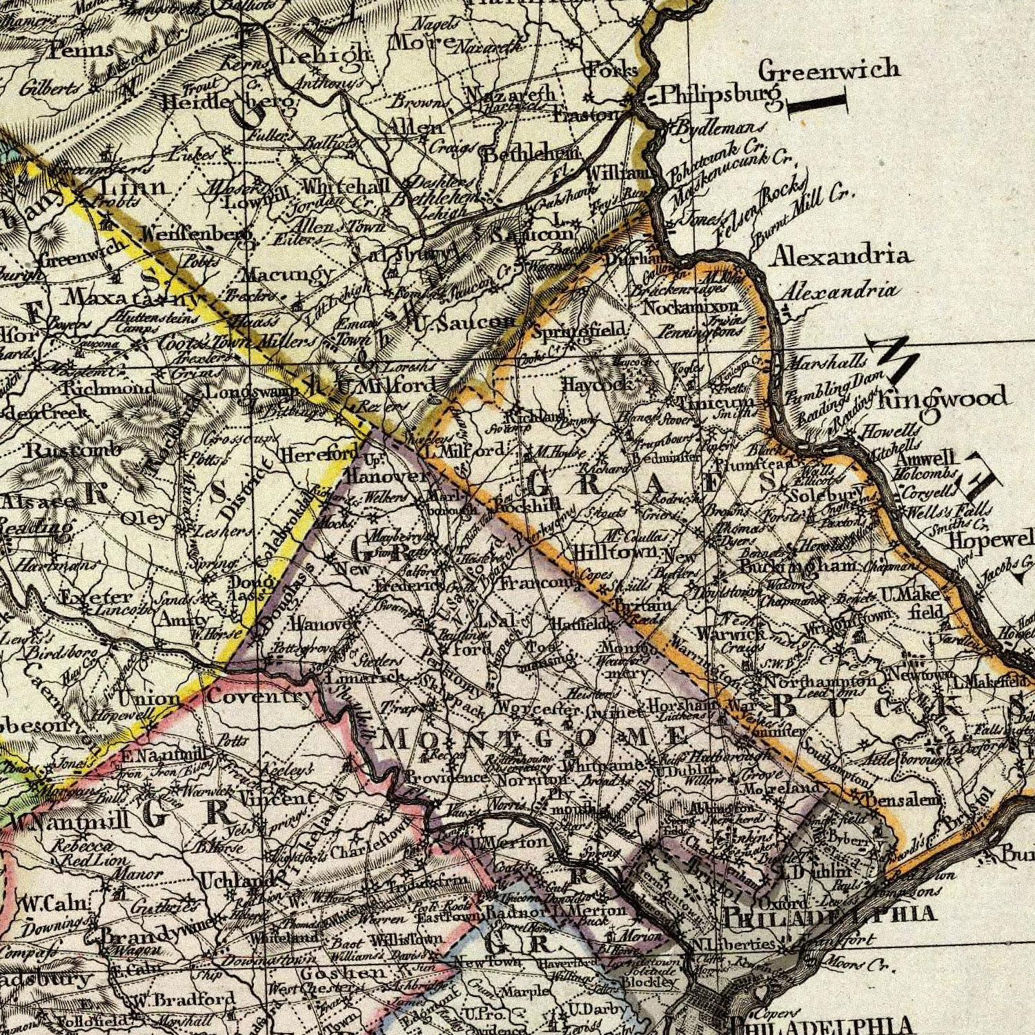 Rockhill Township, Pennsylvania on 1797 map © 2000 Cartography Associates (DavidRumsey.com)
