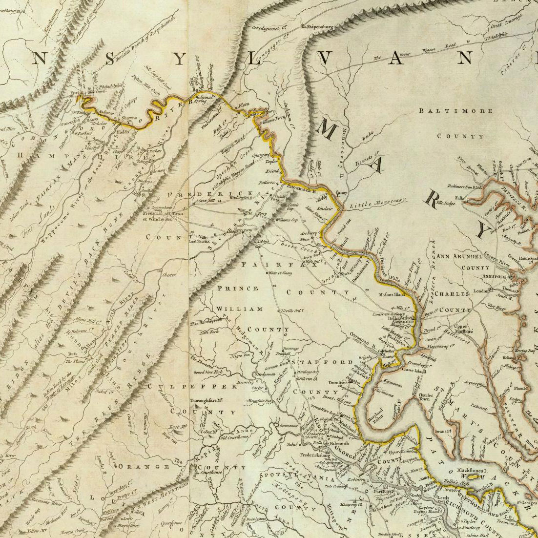 Spotsylvania Co., VA on 1776 map © 2000 Cartography Associates (DavidRumsey.com)