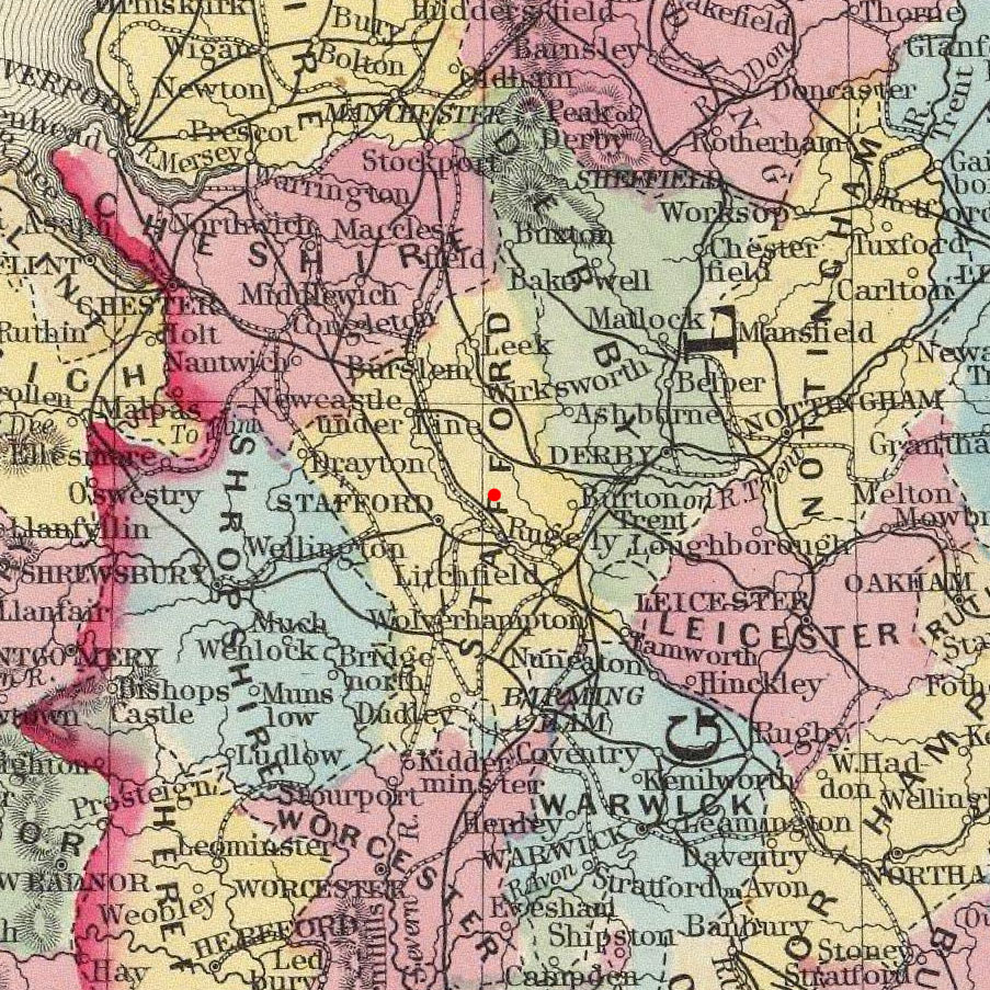 Stowe-by-Chartley, England on 1860 map © 2000 Cartography Associates (DavidRumsey.com)