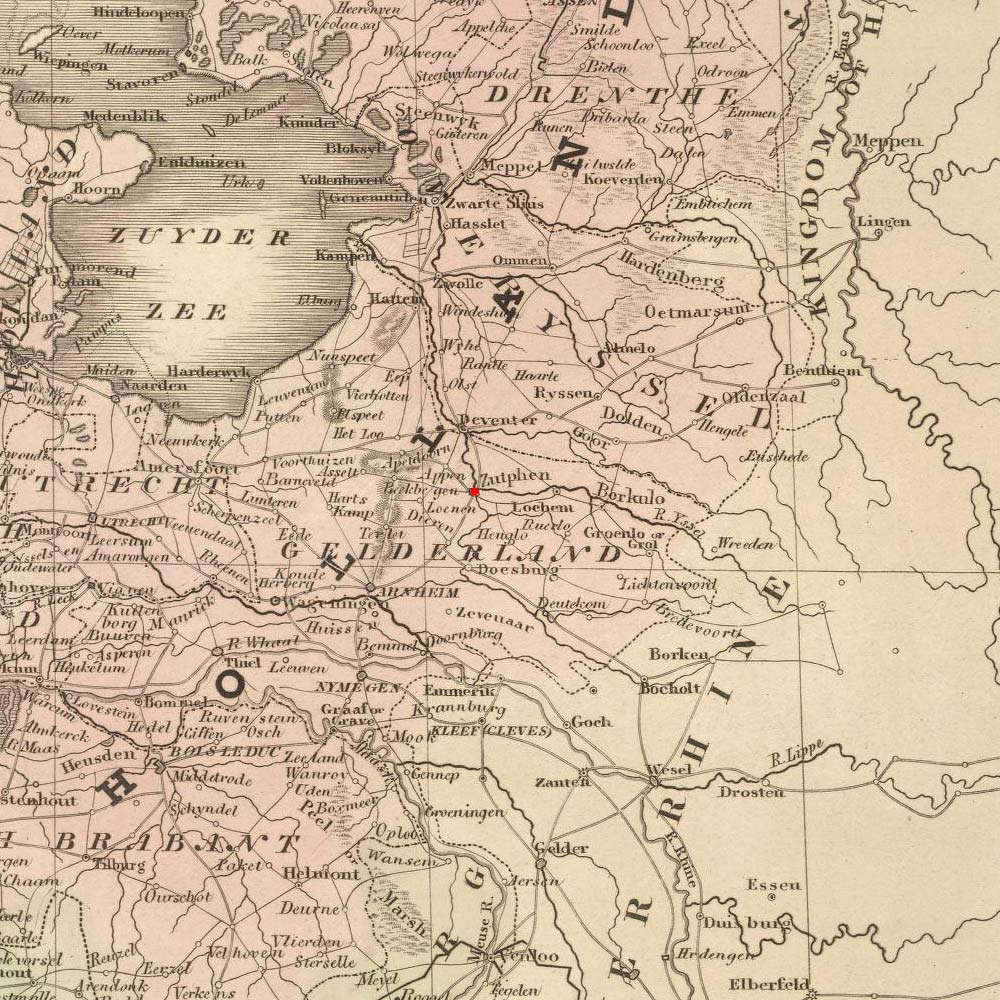 Zutphen, Netherlands on 1848 map © 2000 Cartography Associates (DavidRumsey.com)
